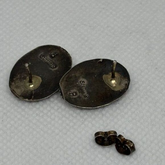 Navajo Shadowbox Turquoise Earrings Jimmy Patterson - Picture 2 of 5